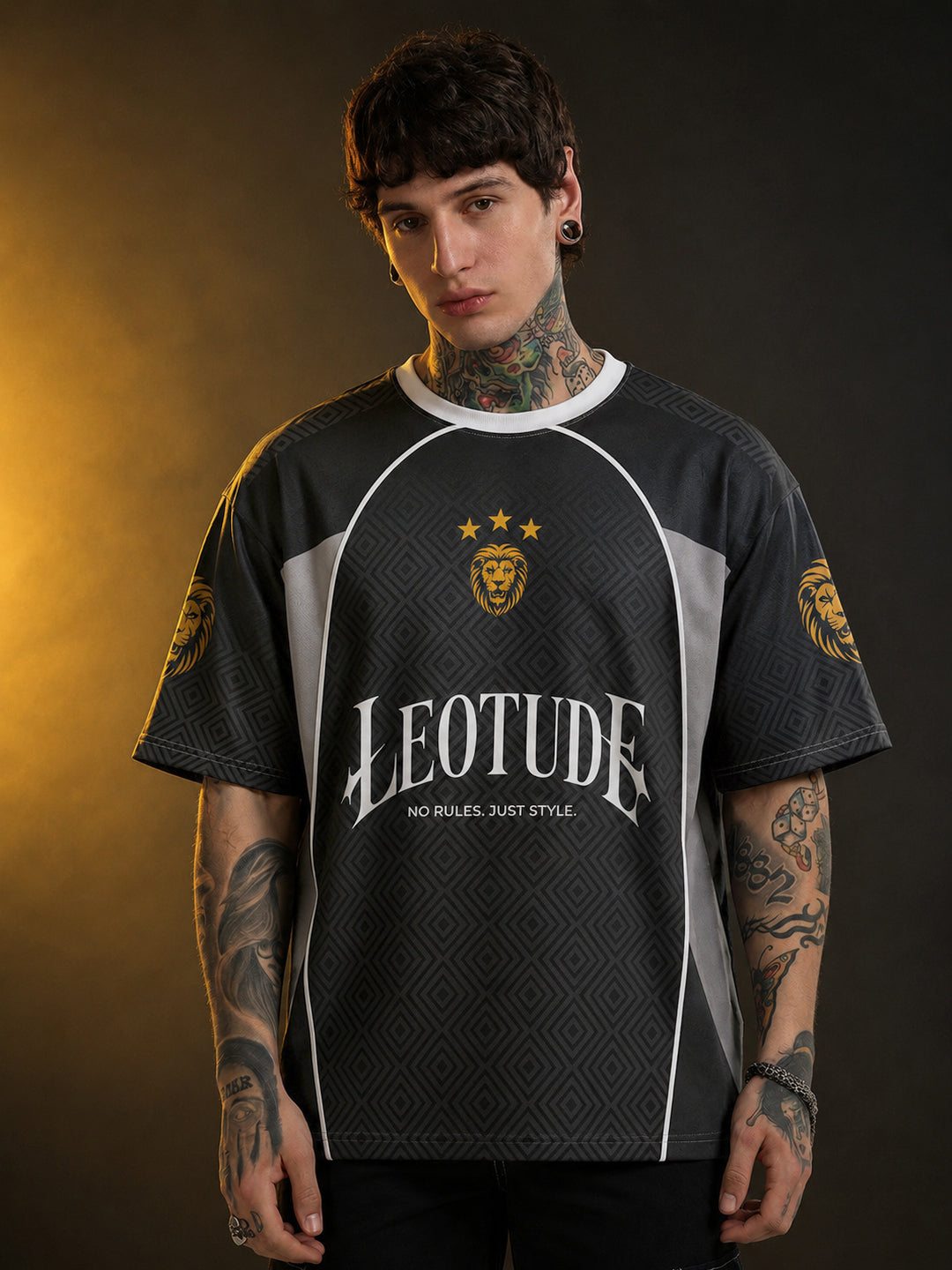 Leotude Men's Black No Rules Just Style Printed T-Shirt