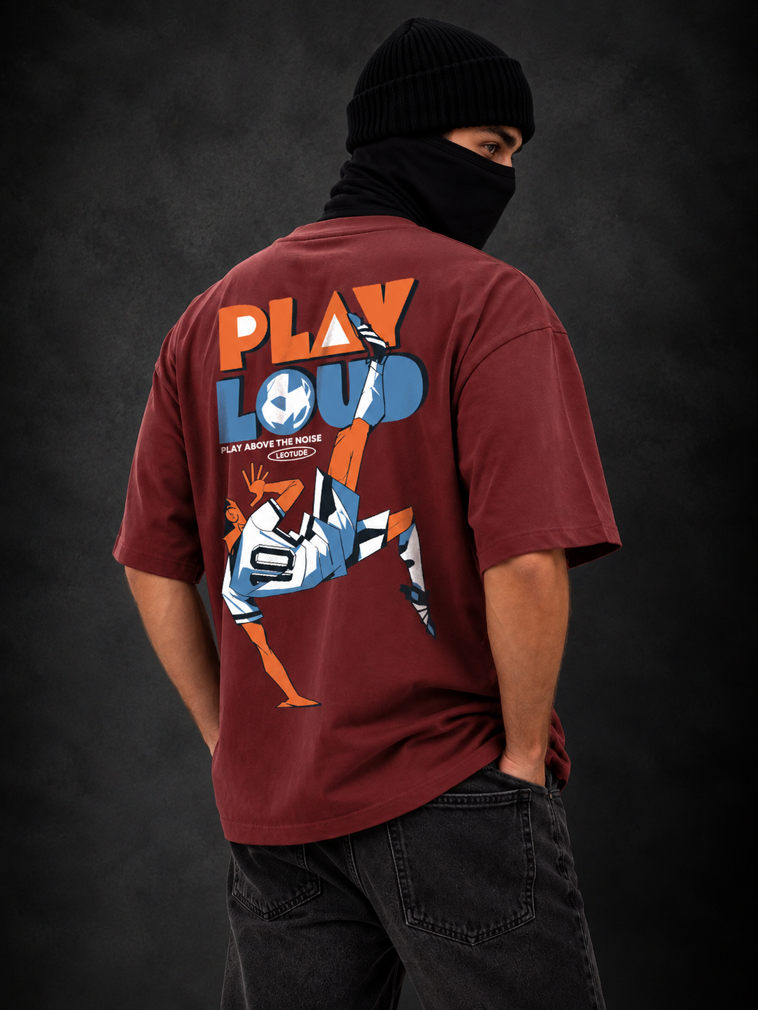 Leotude Men's Maroon Play Loud Elite T-Shirt