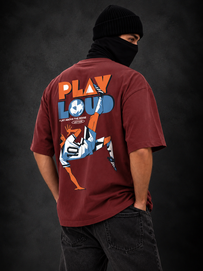 Leotude Men's Maroon Play Loud Elite T-Shirt