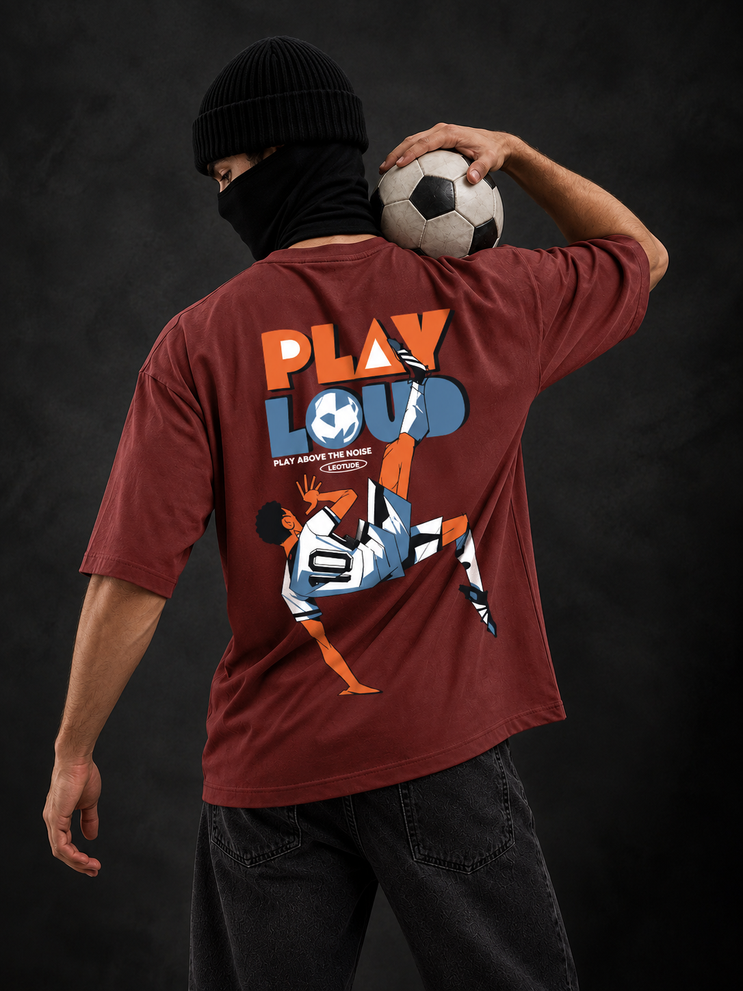Leotude Men's Maroon Play Loud Elite T-Shirt