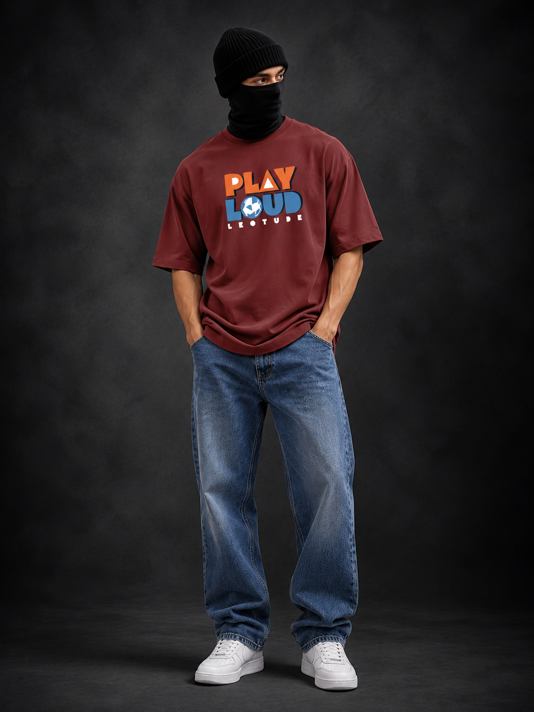 Leotude Men's Maroon Play Loud Elite T-Shirt