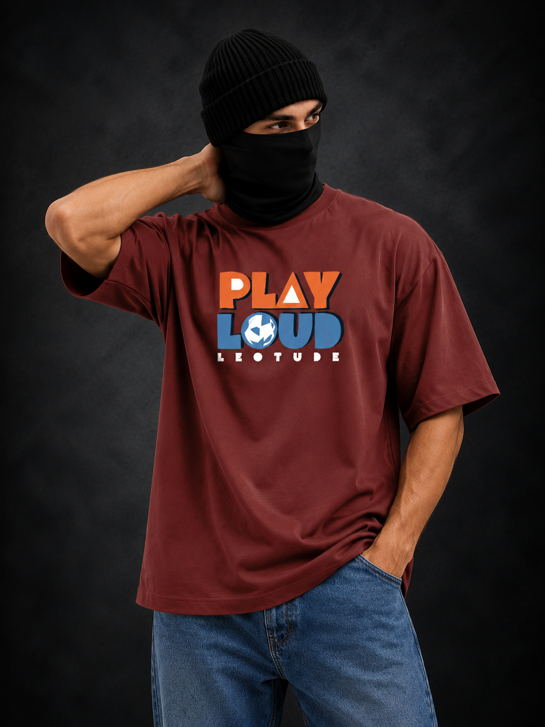 Leotude Men's Maroon Play Loud Elite T-Shirt