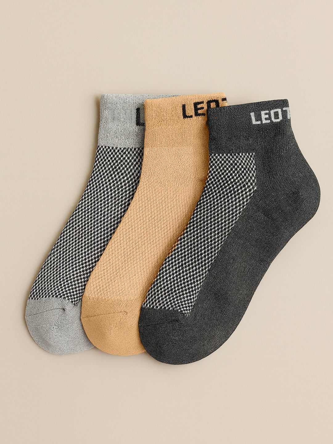 Leotude Ankle Socks Combo — Pack of 3 Unisex Cotton Socks