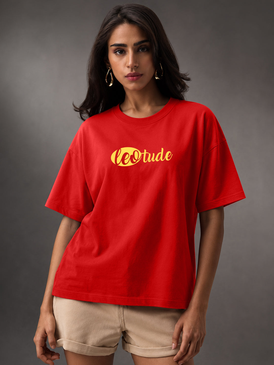 Leotude Women's Red Snake Premium Puff Print T-Shirt