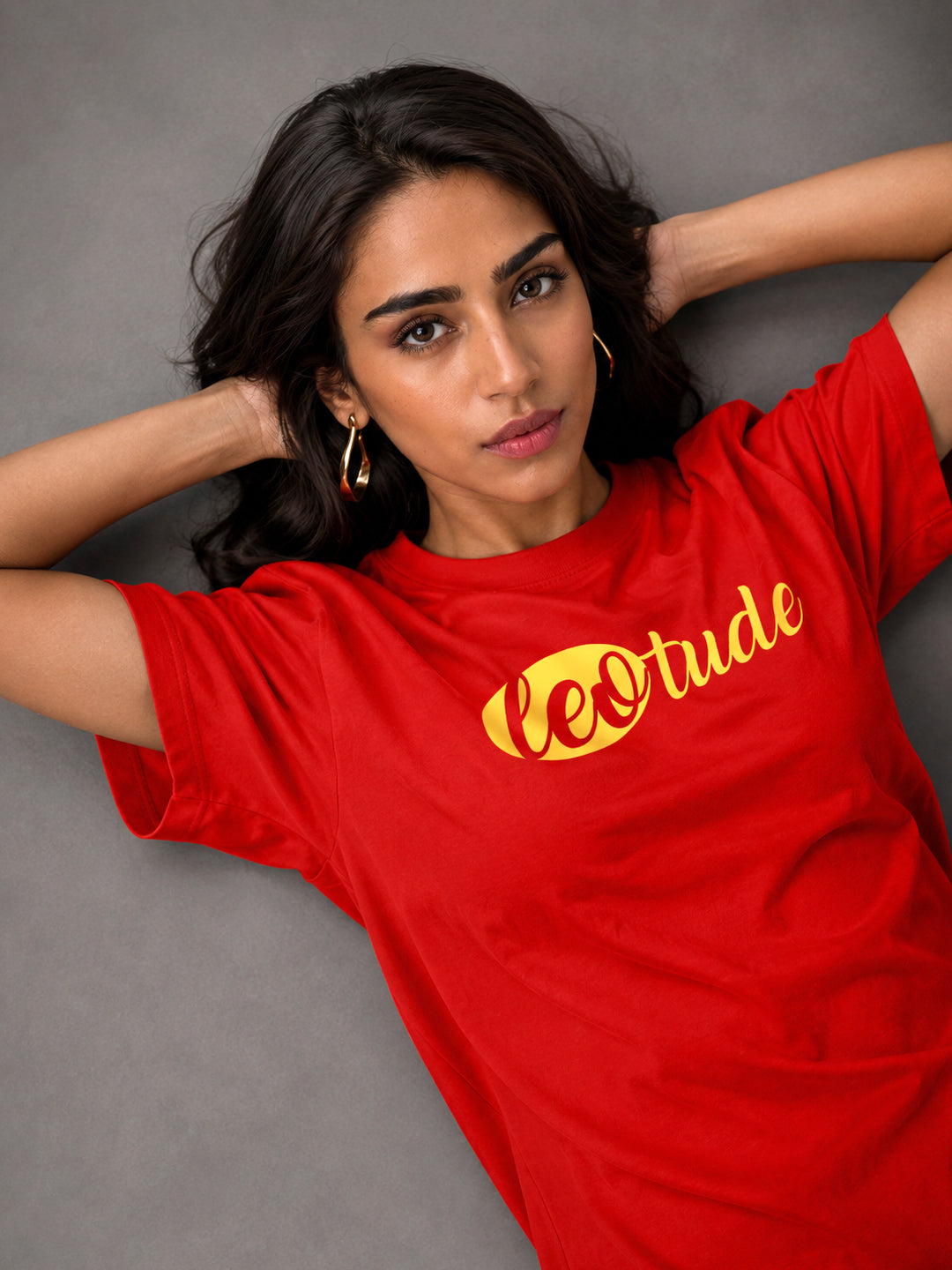 Leotude Women's Red Snake Premium Puff Print T-Shirt