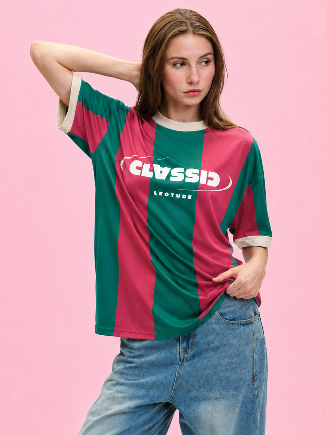 Leotude Women's Green Classic Printed T-Shirt