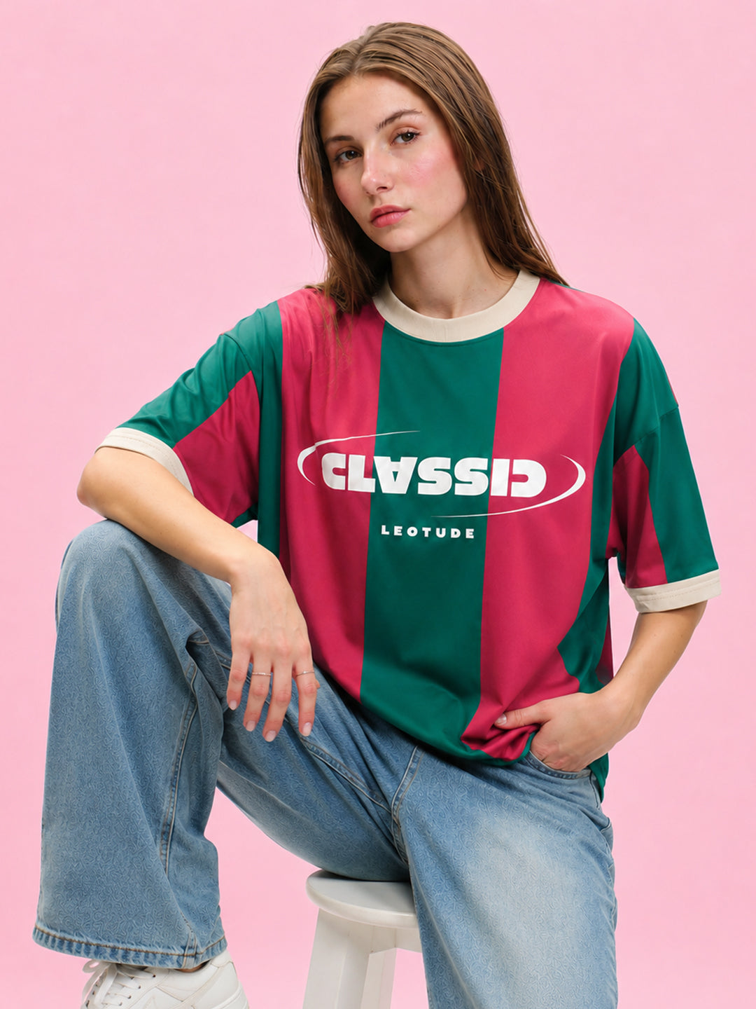 Leotude Women's Green Classic Printed T-Shirt