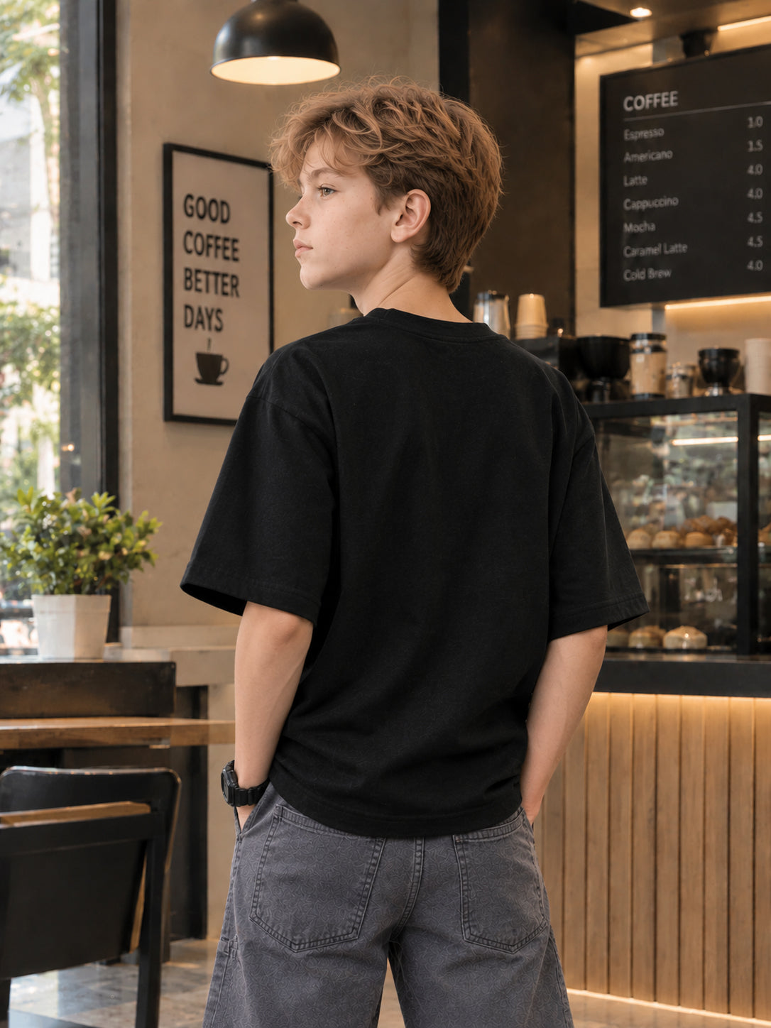 Leotude Boys' Black Cactus Printed T-Shirt