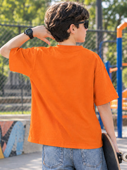 Leotude Boys' Orange Next Stop Los Angeles Printed T-Shirt