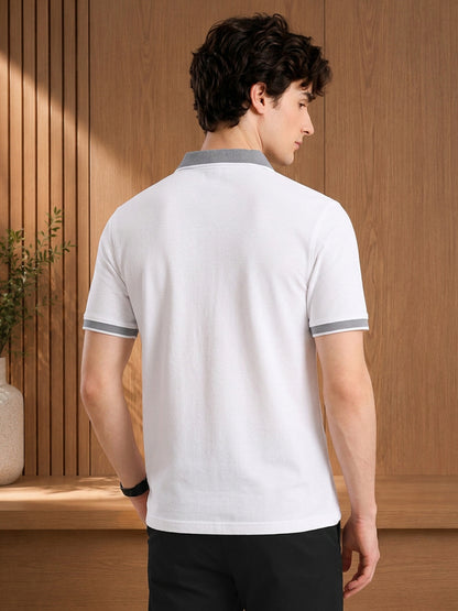 Leotude Men's White Classic Polo T-Shirt
