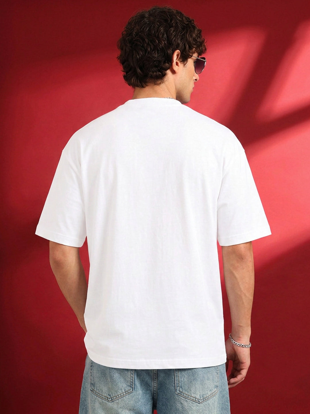 Leotude Men's Samurai Panther Printed T-Shirt — White Oversized Graphic Tee