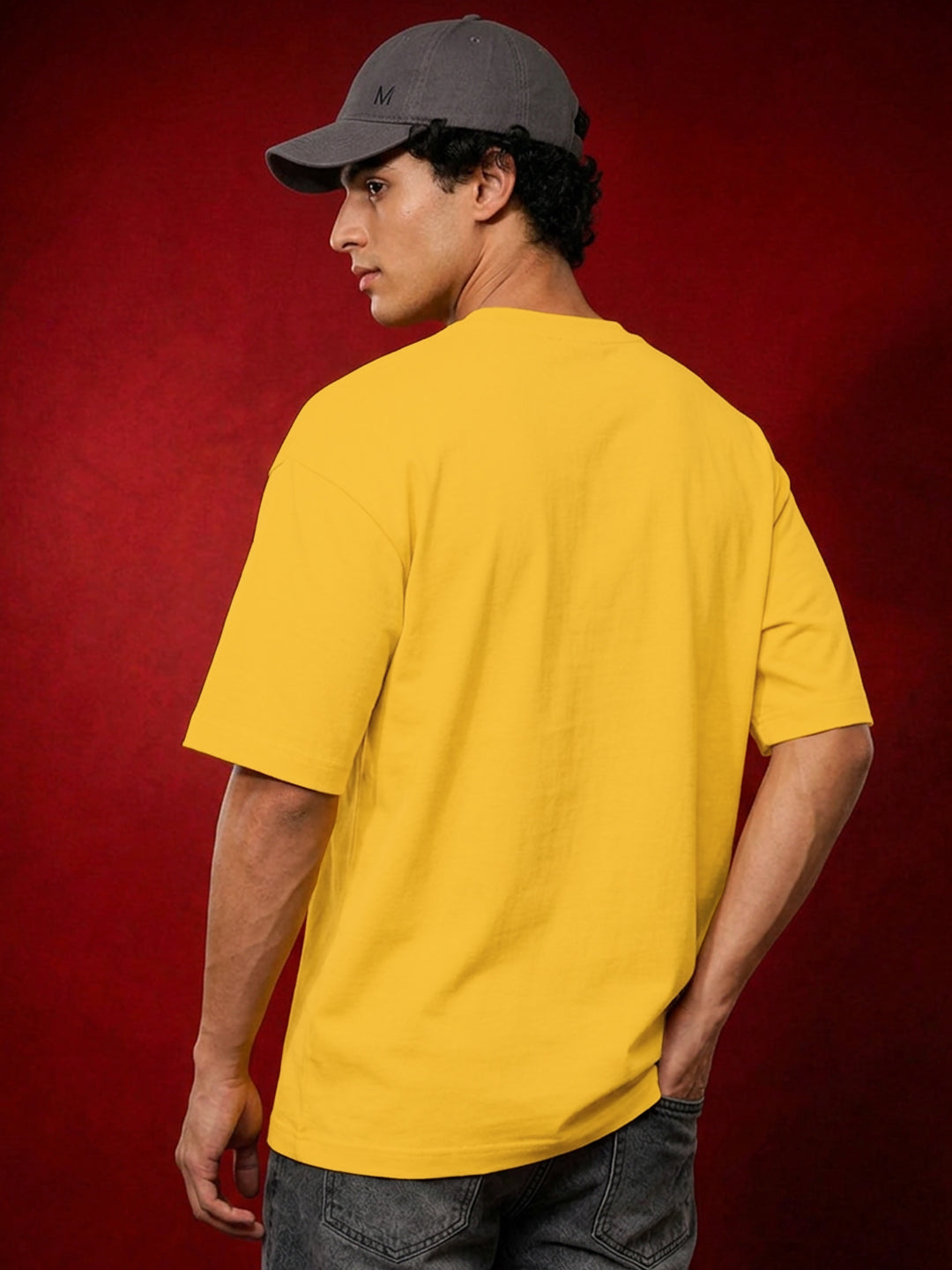 Leotude Men's Samurai Panther Printed T-Shirt — Yellow Oversized Graphic Tee