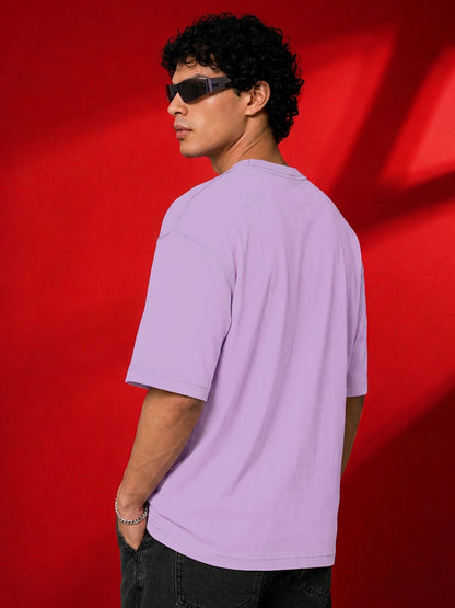 Leotude Men's Samurai Panther Printed T-Shirt — Purple Oversized Graphic Tee