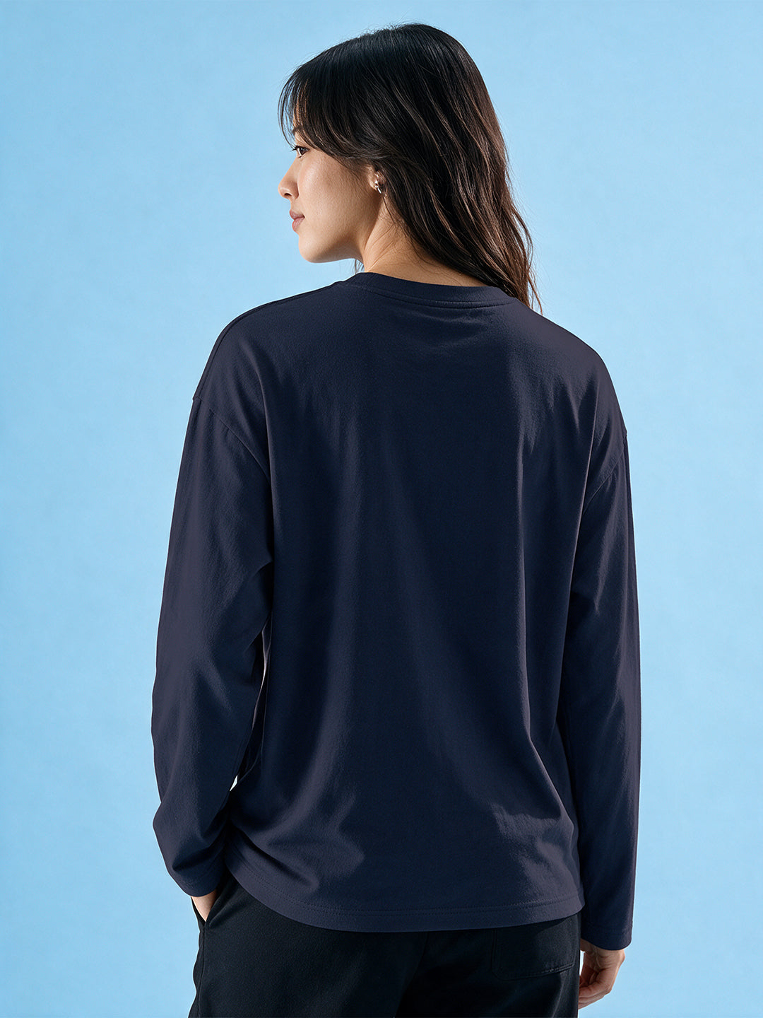 Leotude Women's Navy Spirit Full Sleeve T-Shirt