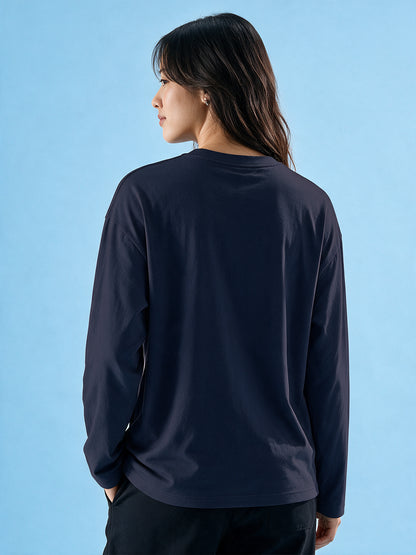 Leotude Women's Navy Spirit Full Sleeve T-Shirt