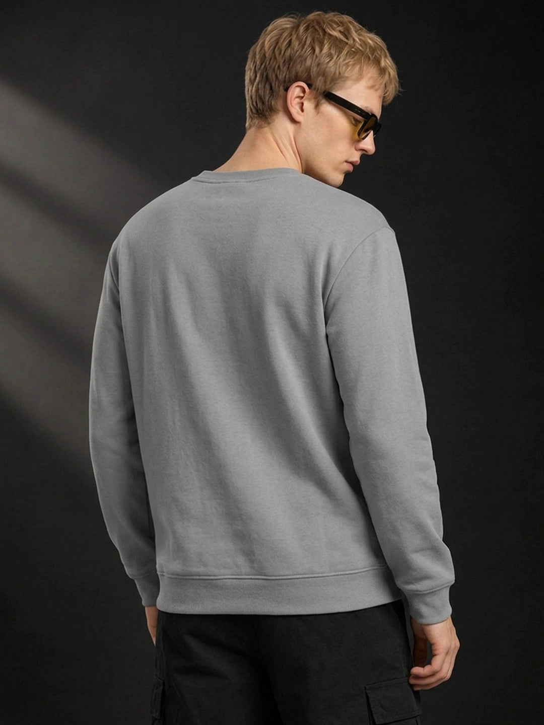 Men's Plain Grey Crew Neck Sweatshirt