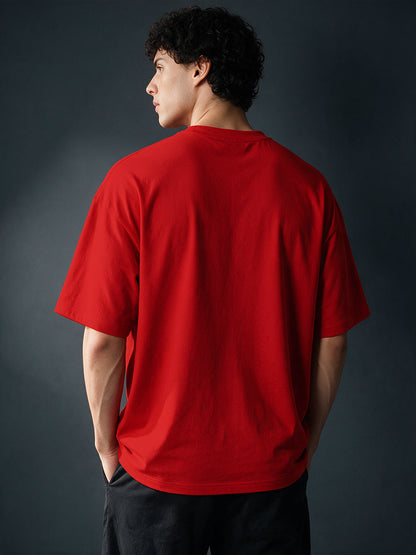Leotude Men "Sports" Red Oversized T-Shirt