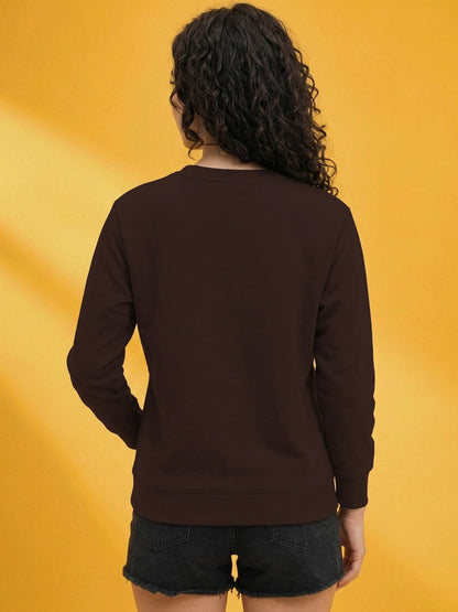 Leotude Women's Brown ICON Printed Sweatshirt