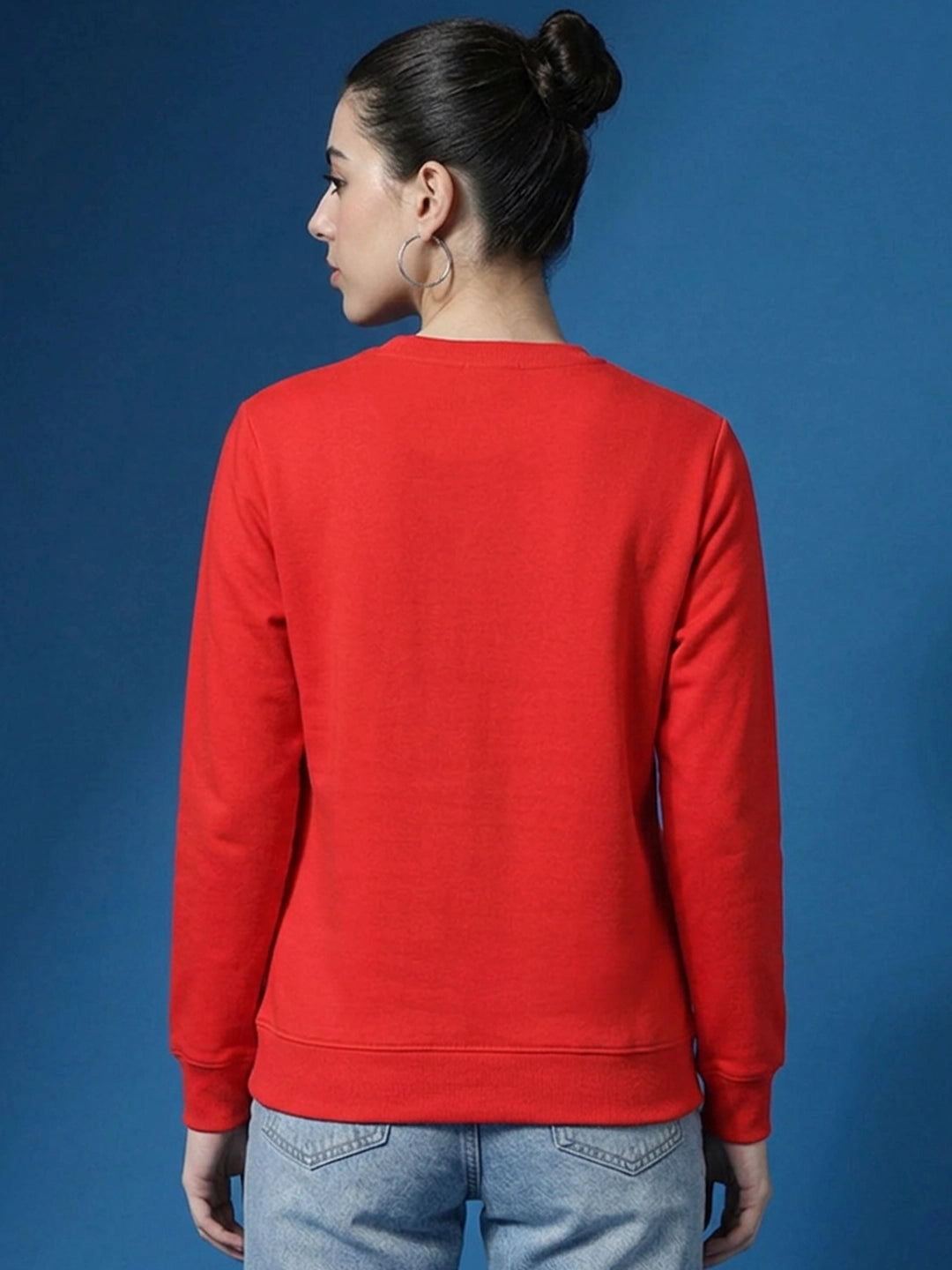 Leotude Women's Red Escape Printed Round Neck Sweatshirt
