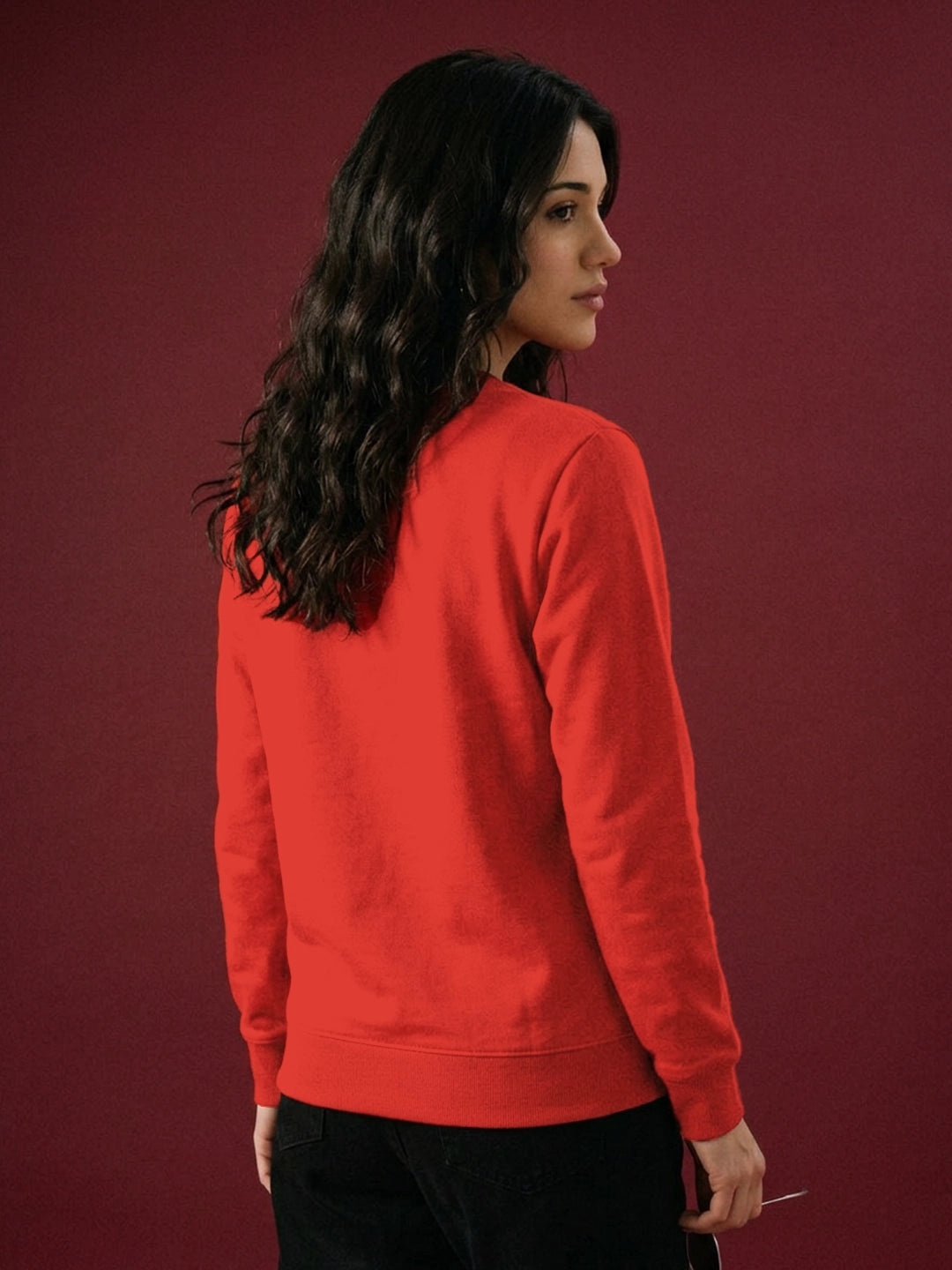 Leotude Women's Red Originals Printed Round Neck Sweatshirt