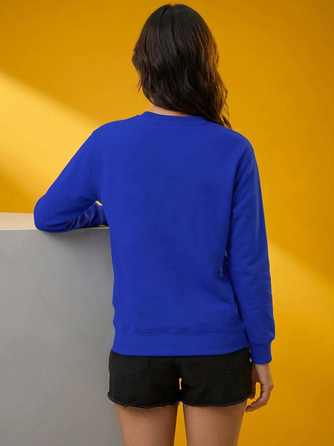 Leotude Women's Royal Blue Graphic Printed Sweatshirt