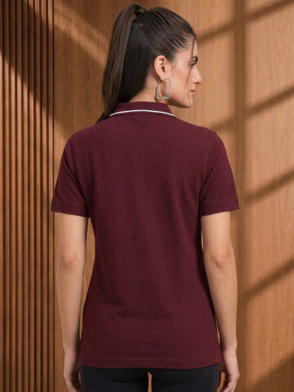 Leotude Maroon Polo Tshirt for Women