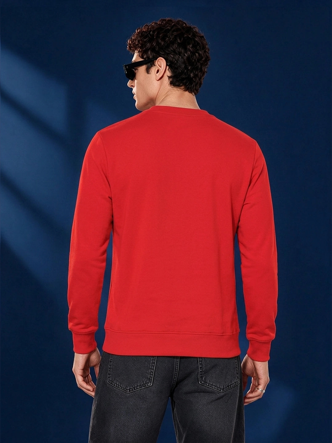 Men's Red Groovy Graphic Crew Neck Sweatshirt