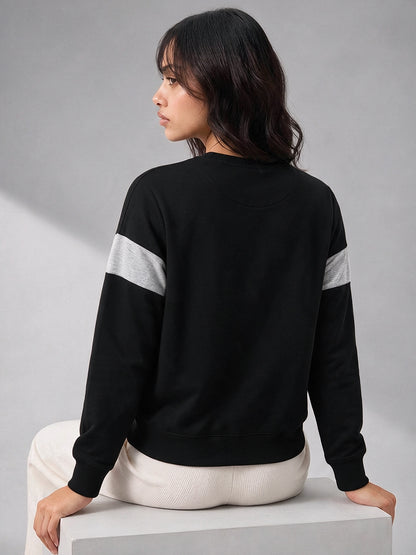 Leotude Women's Black & Grey Colourblocked Sweatshirt