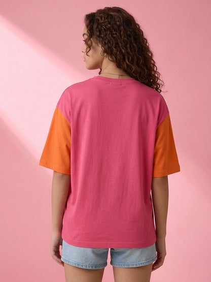 Leotude Women's Pink Beyond Your Limit Oversized T-Shirt