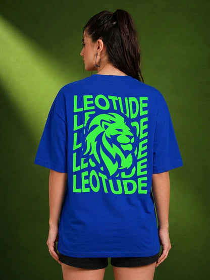 Leotude Blue Waves Printed Oversized Tshirt for Women