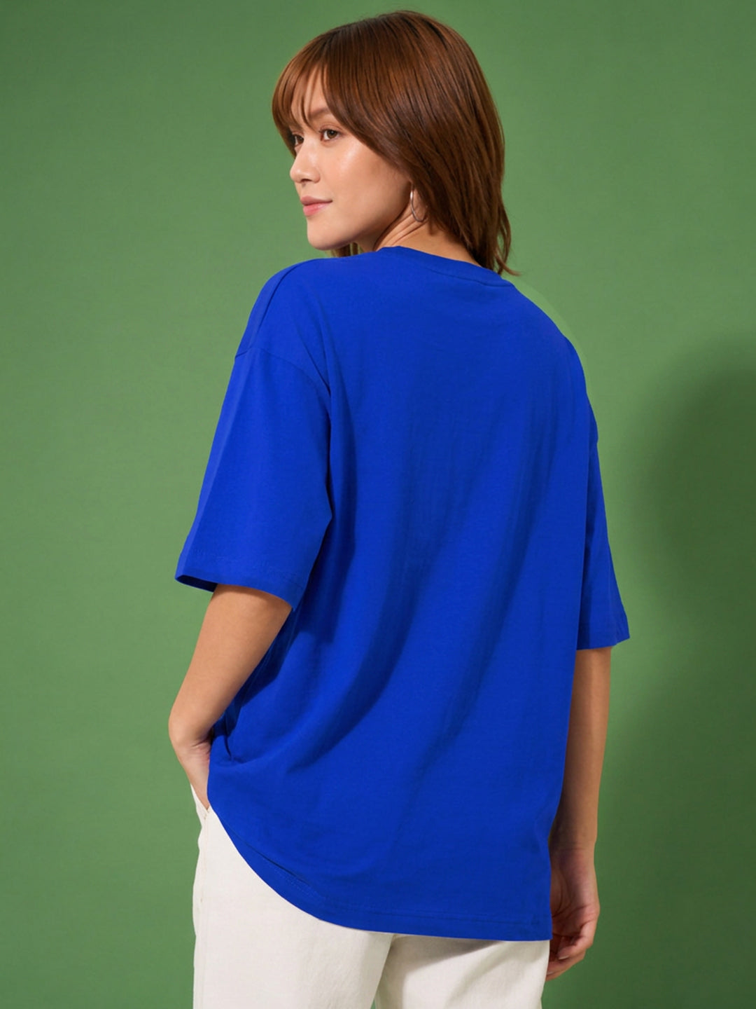 Leotude Blue True Love Printed Oversized Tshirt for Women