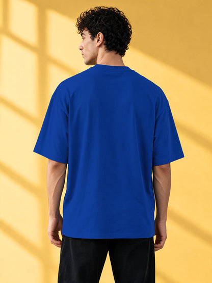 Leotude Men "God Of Child" Royal Blue Oversized T-Shirt