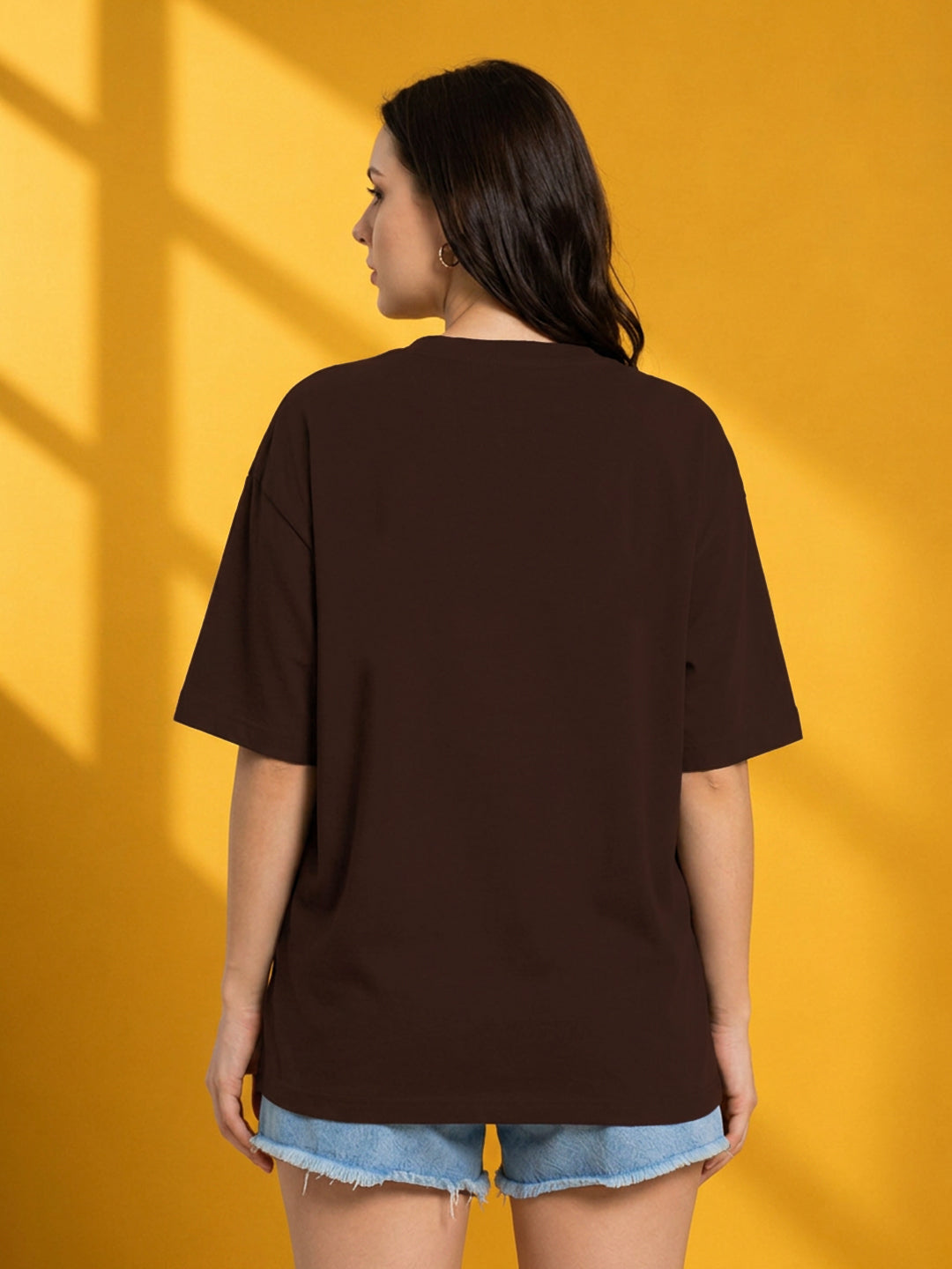 Leotude Brown Just Roar Printed Oversized Tshirt for Women