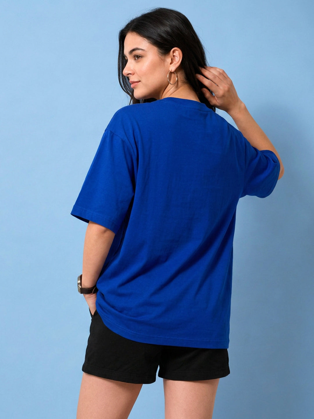 Leotude Blue New York 178 Printed Oversized Tshirt for Women