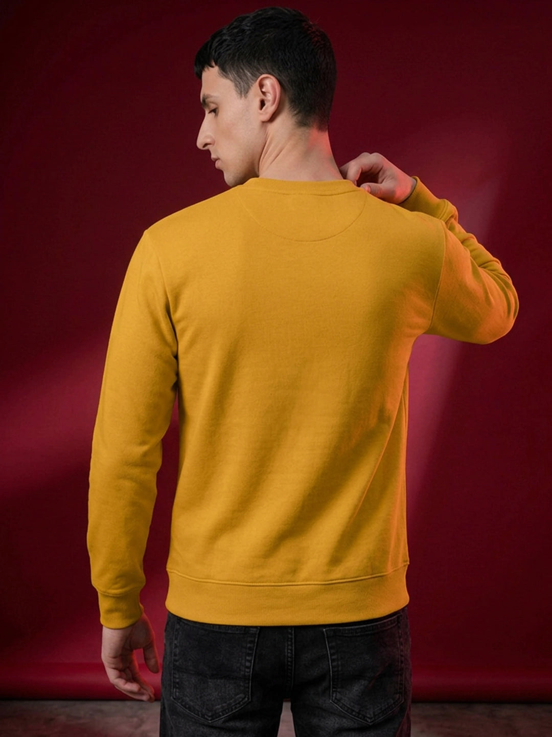 Men's Plain Mustard Crew Neck Sweatshirt