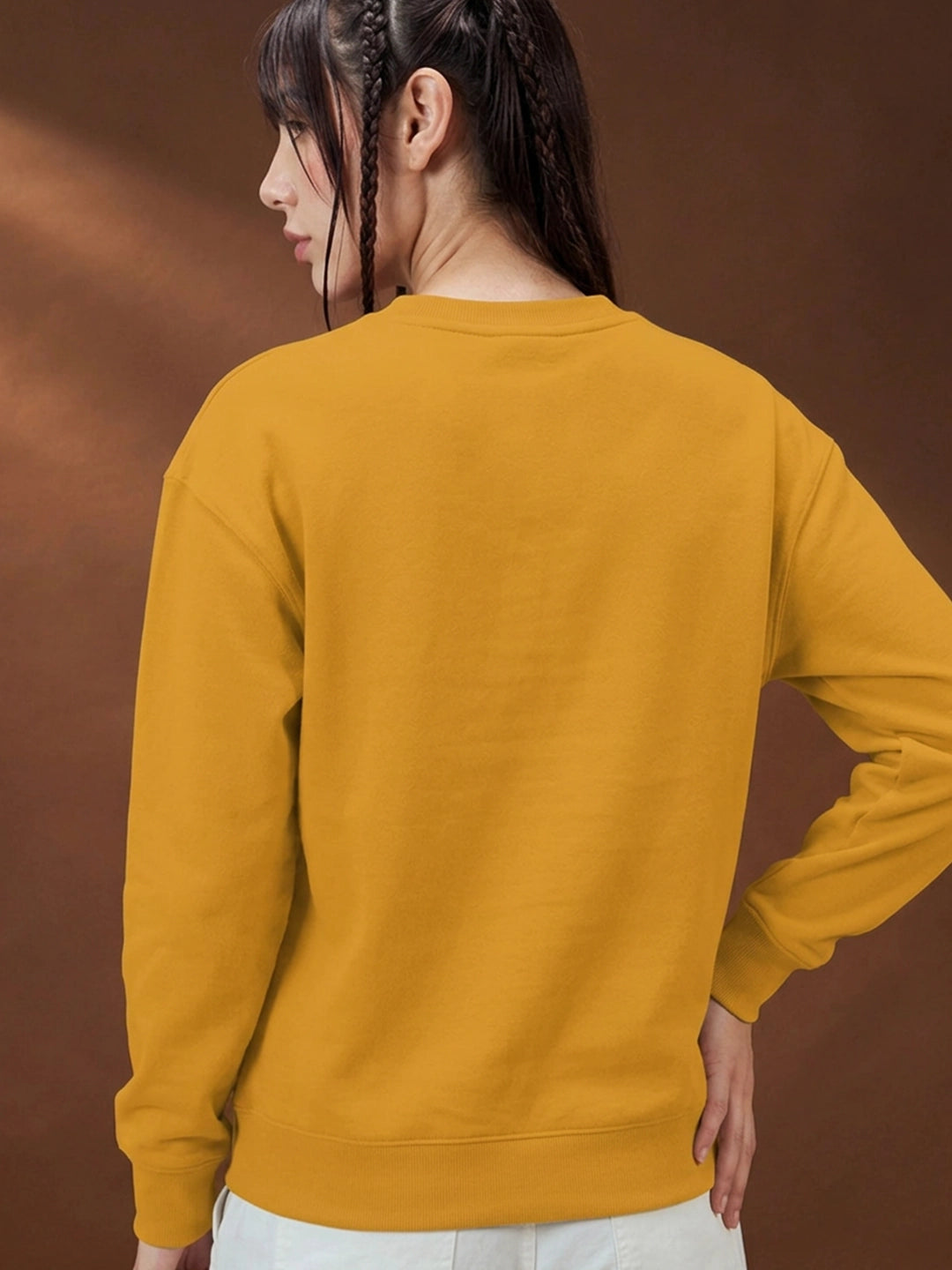 Leotude Women's Mustard Yellow G.O.A.T 07 Graphic Printed Sweatshirt