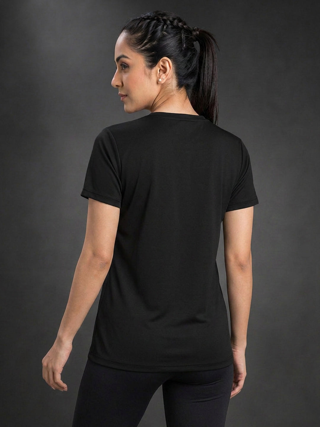 Leotude Women's Black Just Lift Printed T-Shirt