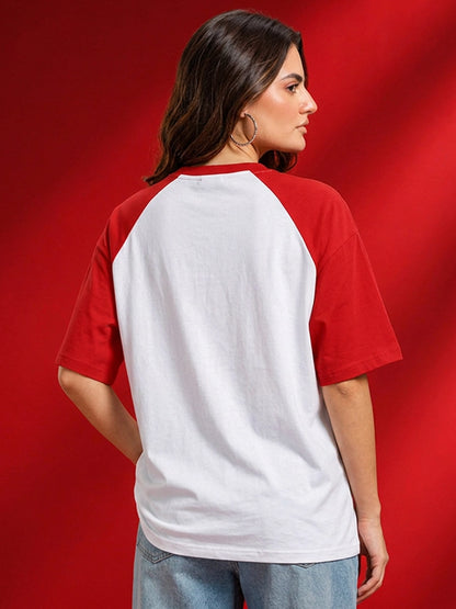 Leotude Women's White Phoenix City Raglan Oversized T-Shirt