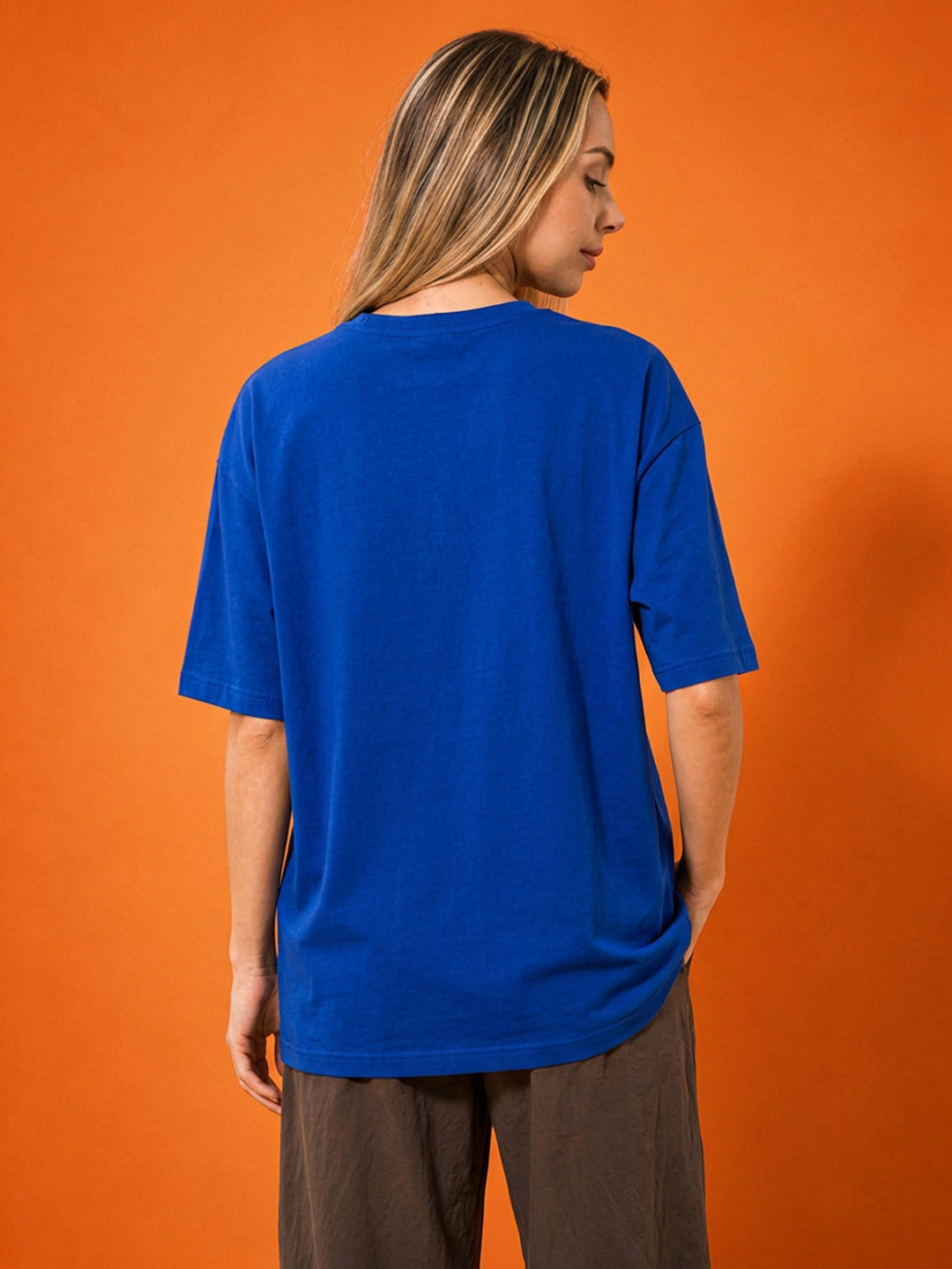 Leotude Blue The Fire Printed Oversized Tshirt for Women