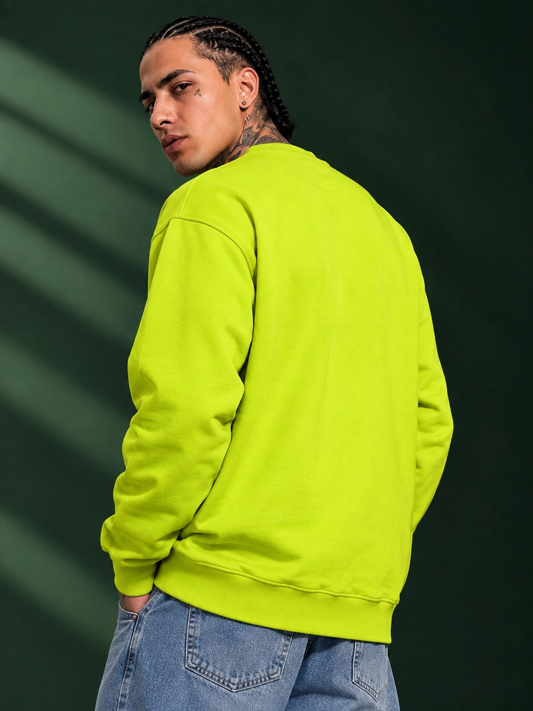 Men's Lime Green Stronger Than Yesterday Graphic Sweatshirt