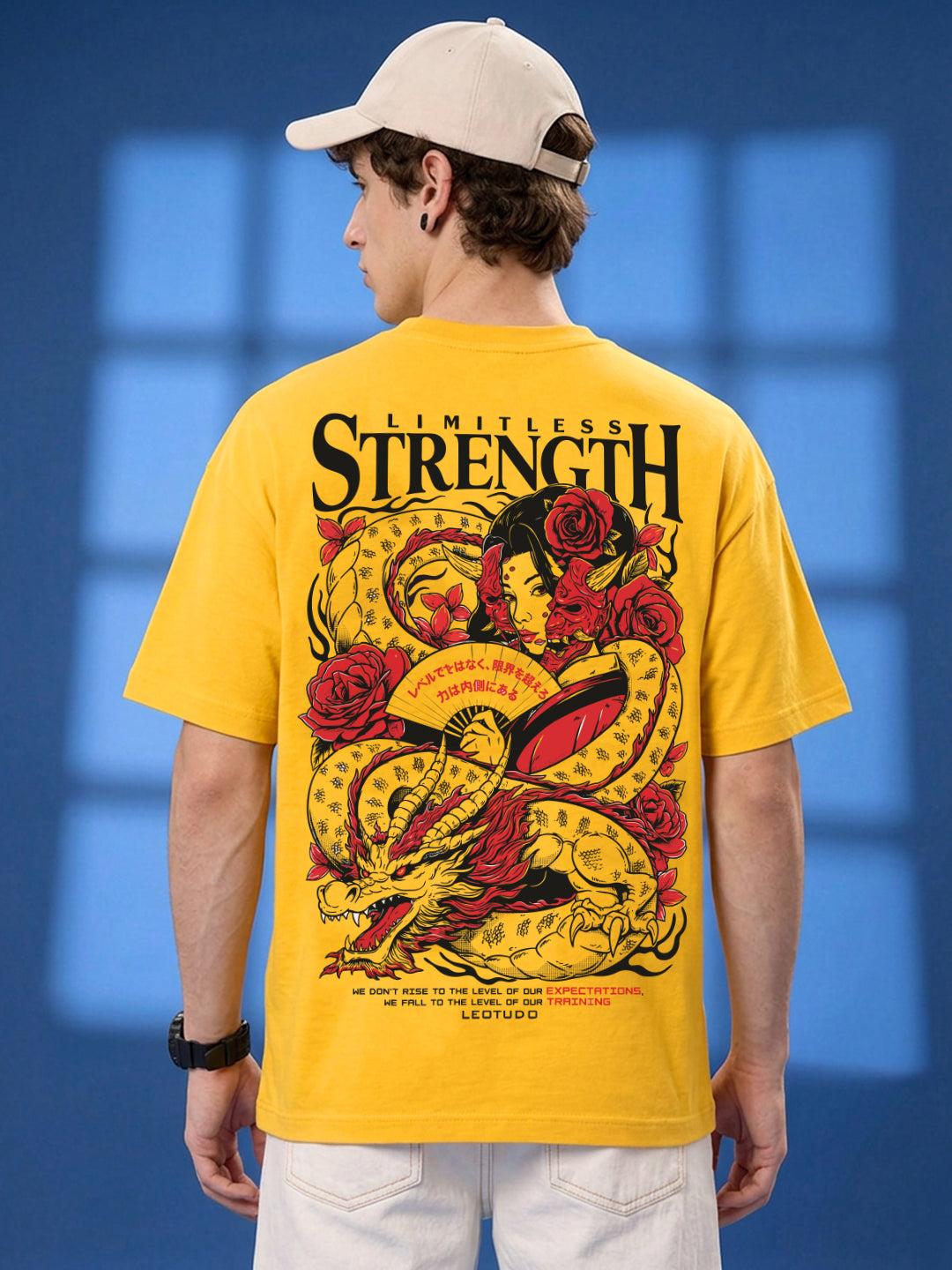 Leotude Men "Limitless Strength" Yellow Oversized T-Shirt