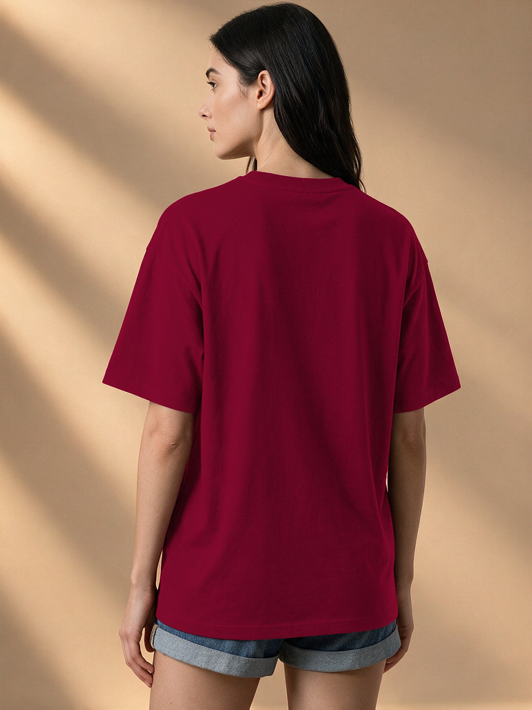 Leotude Women "Homme Motors" Maroon Oversized T-Shirt