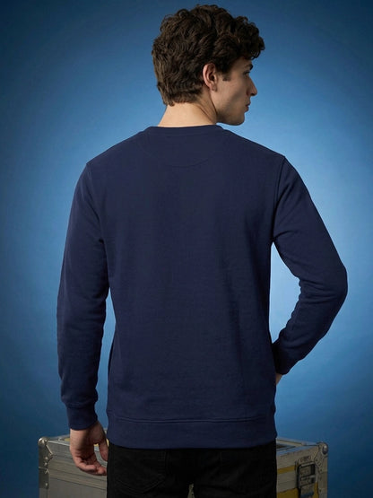 Men's Plain Navy Blue Crew Neck Sweatshirt