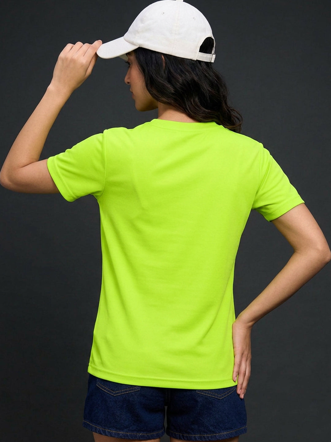 Leotude Women's Neon Green No Fear Printed T-Shirt