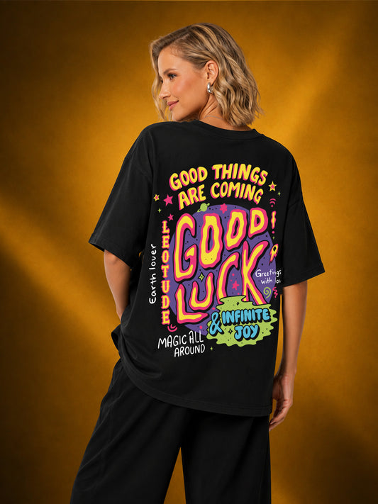 Leotude Women's Black Good Luck Premium T-Shirt