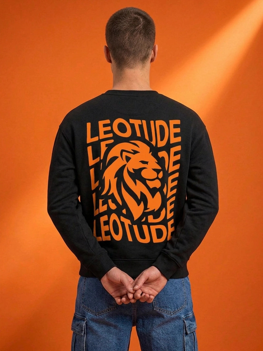 Leotude Waves Black Graphic Sweatshirt for Men