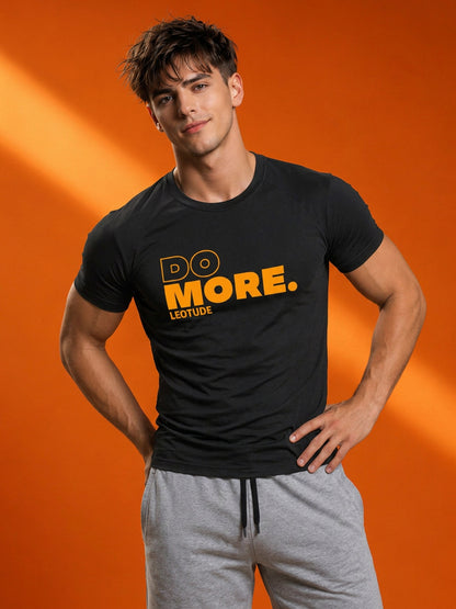 Leotude Black Do More Printed Regular Fit Tshirt for Men