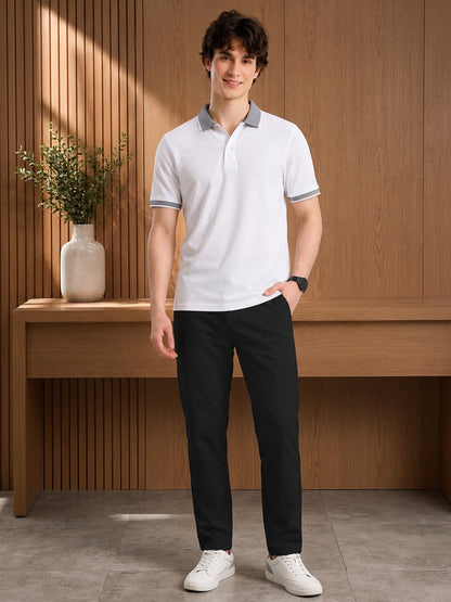 Leotude Men's White Classic Polo T-Shirt