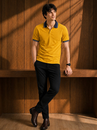 Leotude Men's Mustard Classic Polo T-Shirt