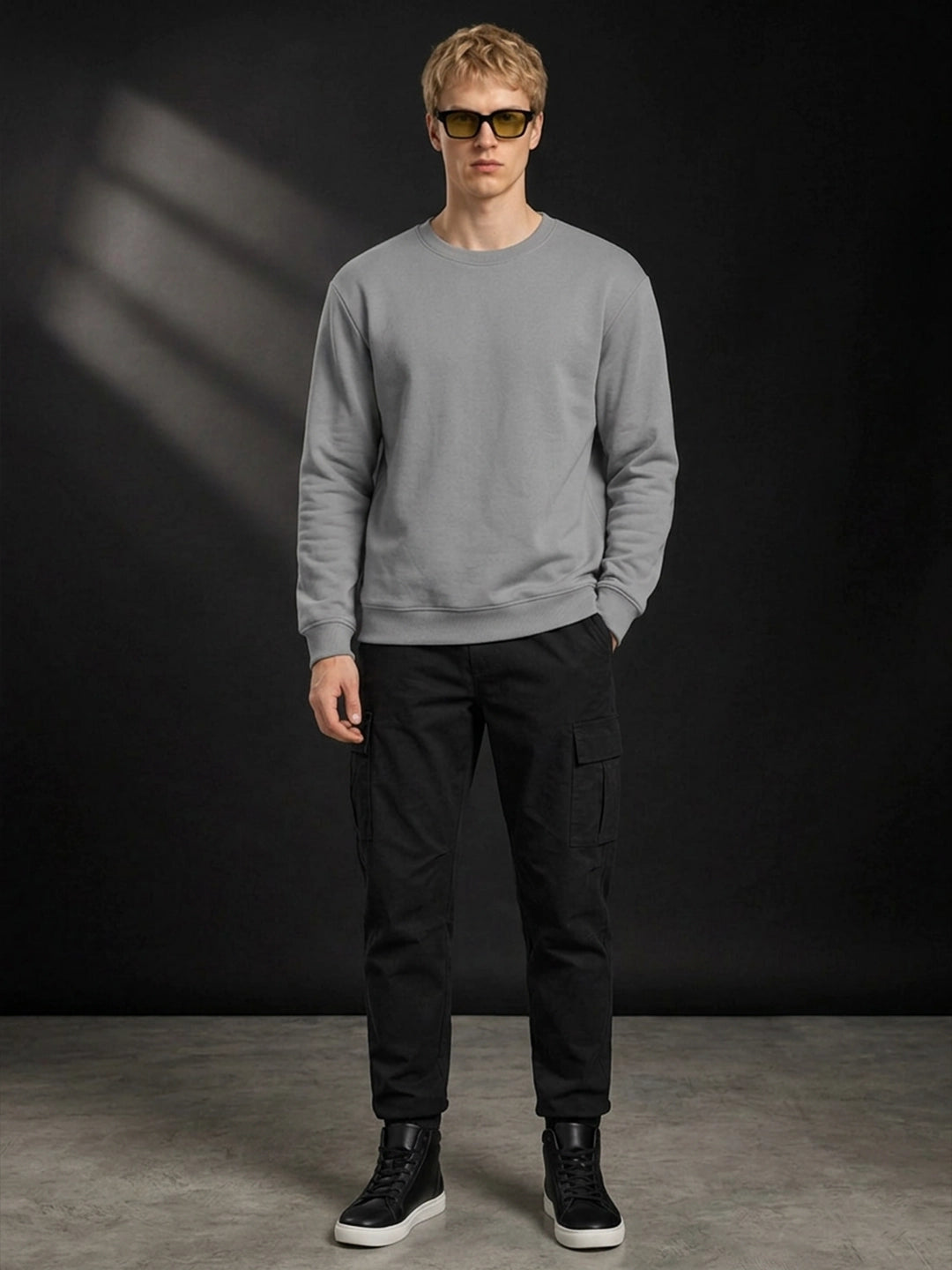 Men's Plain Grey Crew Neck Sweatshirt